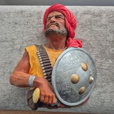 1967 Bossons Chalkware Head Pathan Warrior Wall Plaque Made In England 10.5"