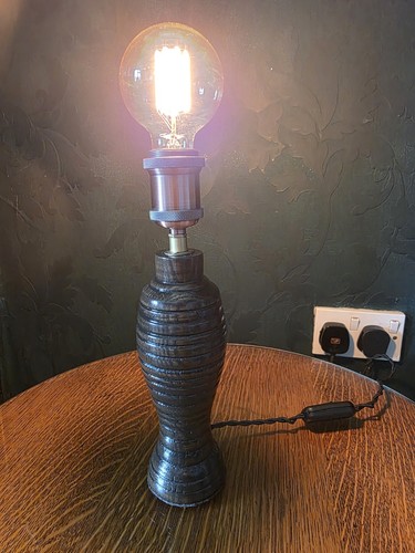 Pine woodturned ribbed lamp - pine,