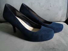 LADIES BLUE KITTEN HEEL COURT SHOES WIDER FIT DEBENHAMS UK SIZE 6 BRAND NEW £35