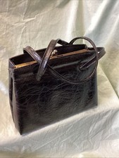 Vintage Black textured patent Bag snap top