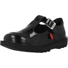 Kickers Kick T-Bar Black Patent Leather Shoes for Kids, Iconic and Durable