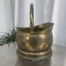 Antique Brass Coal Scuttle Bucket Fireplace Decor Fire Logs 27x22cm