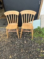 Pair Of Dining Room Chairs. Solid Chunky Pine. Good Condition Other Chairs Avail