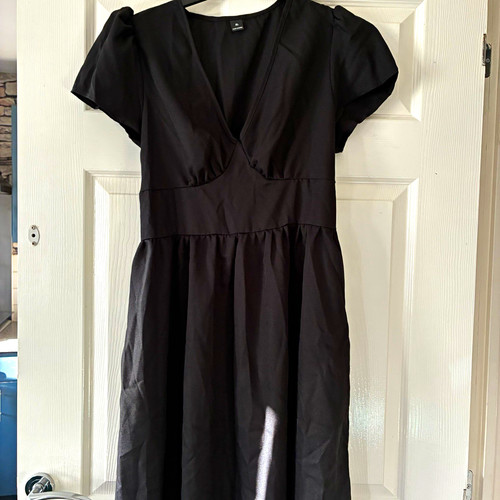 Shein black plain line - plain, midi