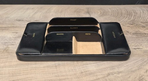 Vintage leather valet - leather, tray