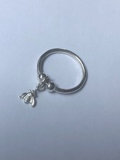 Anxiety Worry Fidget Ball Ring With Silver Dangling Bumble Bee Charm~ Silver