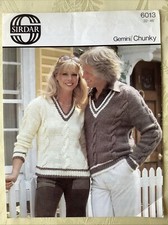 Sirdar Gemini Chunky knitting pattern 6013. Sweater with cable 32-46". Original.
