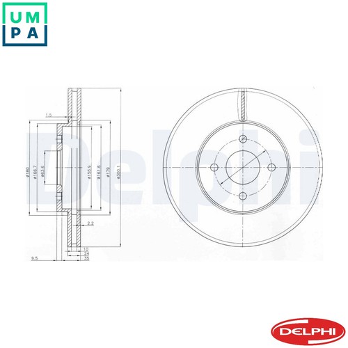 Brake disc bg3742 for ford - for,