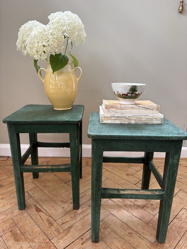Pair rustic painted side - rustic,