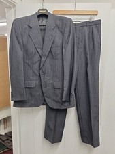 BNWOT THE LABEL Men's Wool Grey Pin Stripe Suit Size 38 in Short Jacket 34 Short