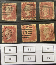 GB Victoria SG43/SG44. QV Penny Red plates  80,81,82,83,84,85