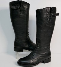 CLARKS MULLIN CLOVE BLACK LEATHER  ADJUSTABLE CALF KNEE HIGH RIDING BOOTS UK 4D