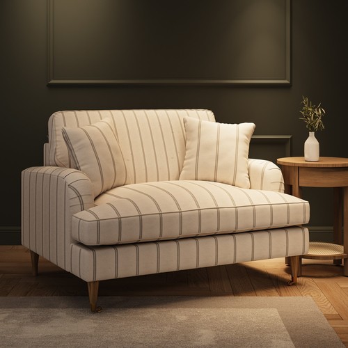 Cream chenille grey striped - cream,