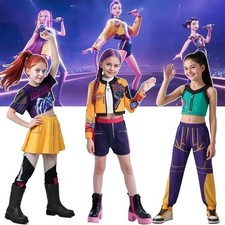 Kids Girls KPop Demon Hunters Cosplay Rumi Mira Zoey Costume Fancy Dress Outfit.
