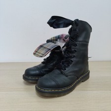 Dr Martens Aimilita Green Leather Mid Calf 9 Holes Boots Tartan Check Uk 4 Eu 37