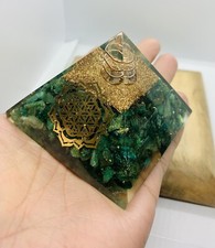 LARGE REIKI GREEN JADE ENERGY CHARGED CRYSTAL HEALING ORGONE ORGONITE PYRAMID