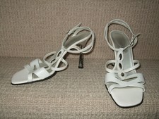 White high heeled Leather Sandal Shoes Size 37 - Esino