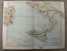 Antique Map Southern Italy c1870s – Fold-Out Victorian Atlas Plate – Lithograph