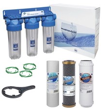 3 Stage Whole House Water Purifier and Softening Filter Kit Salt Free 3/4" BSP