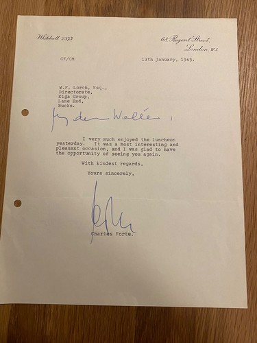 Charles forte signed letter - forte,