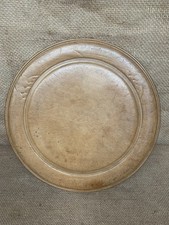 Antique Carved Round Bread Board - Kitchenalia - Cottage - Wheat - English