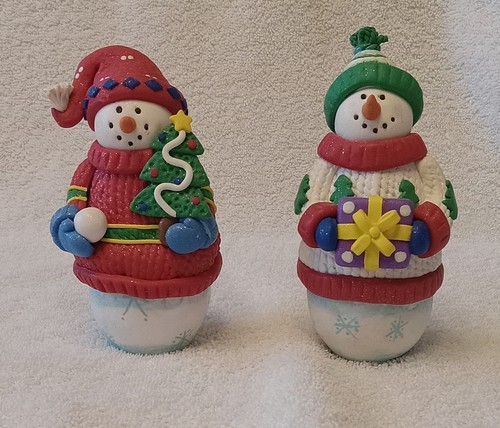 Snowman figurine couple set - figurine,