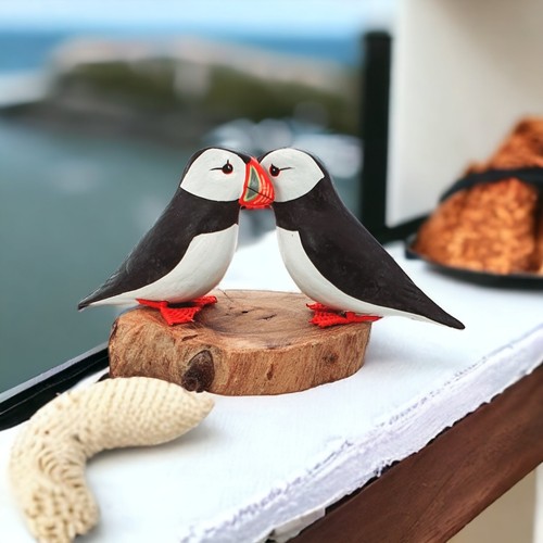 Puffin pair ornament - puffin, hand