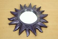 Vintage Sunburst 5" Mirror 12" Resin Frame Wall Hanging Mounted Painted Purple