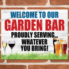 GARDEN BAR Funny Metal Signs