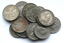 15 Assorted Pre-Decimal Six Penny Coins - Small Job-Lot.