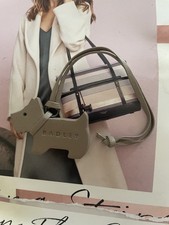 Radley Grey Leather Dog Tag / Bag Charm / Key Ring.