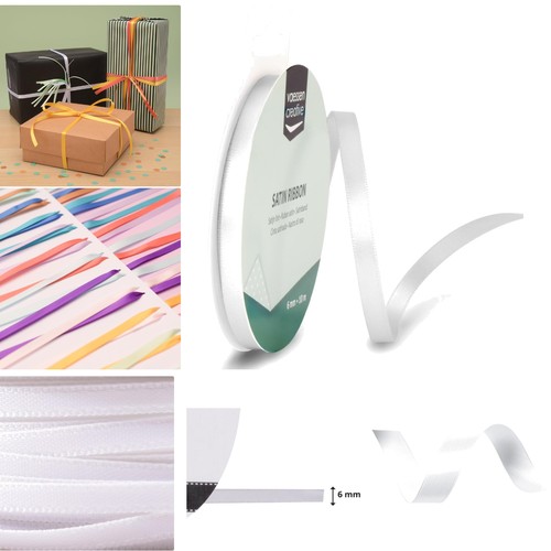 Satin ribbon white 6mm x - satin, white,