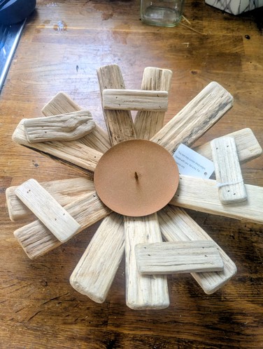 Rustic driftwood style candle - rustic,