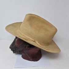 Vtg John B Stetson 4X Beaver Felt Tan Cowboy Hat 55 cm Western Distressed