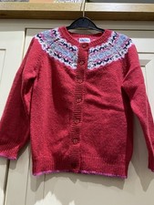 Beautiful Unworn  Berry Red Fair Isle Child’s Cardigan 7-8 years. BRORA £105