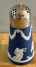 Adams Tunstall Sugar Shaker Silver Plate EPNS Top Blue Jasper Ware