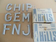 HILLS HILPEAK ALUMINIUM NUMBER PLATE LETTERS 3 1/8" 1960s with fixing clips
