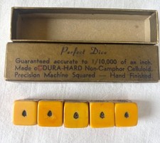 Vintage Poker Dice with original box!! Full set of 5 , Hand Finished, 5/8 