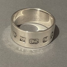 Heavy Silver Napkin Ring B'ham 1977 Prominent Queen's Silver Jubilee Hallmark