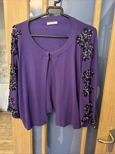 Womens Artigiano Embellished Bolero Cardigan Size XL Purple