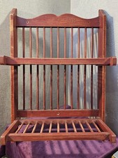 Vintage Wooden Wall Plate Rack Storage Shelving Fold Up