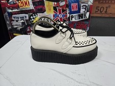 Demonia Creepers Goth Punk Platform Shoes Women’s Size UK 7 White Black Retro