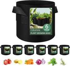 Plant Grow Bag 10 Gallon Non-Woven Fabric Pots Plant Bag with Handles-Pack of 6