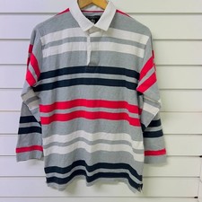 Classics Cotton Traders Rugby Shirt Mens Large Multicolor Striped Side Slit