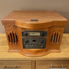 Steepletone Vintage Wooden 4 In 1 Radio Cassette Cd Record Player Model 2055dark