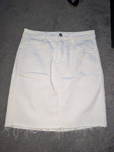 Ladies white jeans skirt - white,