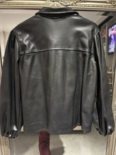  Faux Leather Black Shirt Size