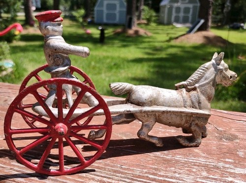 Cast iron horse drawn sulky - horse,