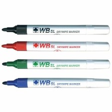Permanent or Dry Wipe Bullet Tips White Board Pen Markers Black Blue Red Green