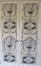 Pair of fabric Panels for a glass wardrobe door  Cream  & Black